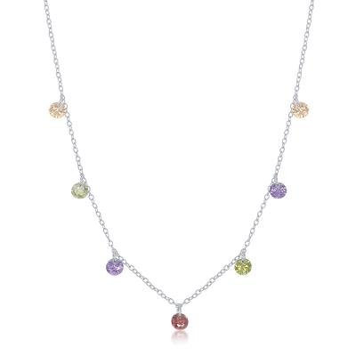 Sterling Silver Dangling Rainbow Necklace - Your Perfect Gifts