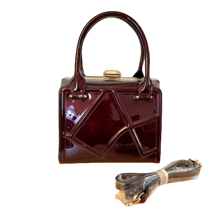 burgundy handbag leather